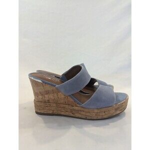Designer Franco Sarto Women Shoes Sandals Blue Heel Wedge Size 8.5 M